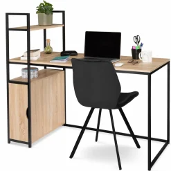 Bureau avec bibliothèque style industriel*IDMarket New