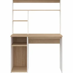 Bureau avec rangements blanc et bois façon hêtre*IDMarket Outlet