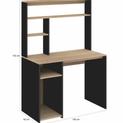 Bureau avec rangements noir et bois*IDMarket Hot