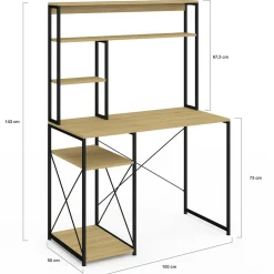 Bureau avec étagères de rangement DETROIT design industriel*IDMarket Hot
