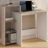 Bureau avec étagères modulables latérales bois façon hêtre et blanc*IDMarket Best