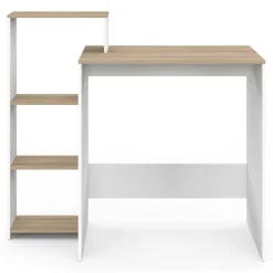 Bureau avec étagères modulables latérales bois façon hêtre et blanc*IDMarket Best