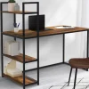 Bureau avec étagères style industriel effet bois vieilli*IDMarket New
