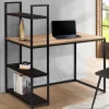 Bureau avec étagères style industriel en bois et métal noir*IDMarket Outlet