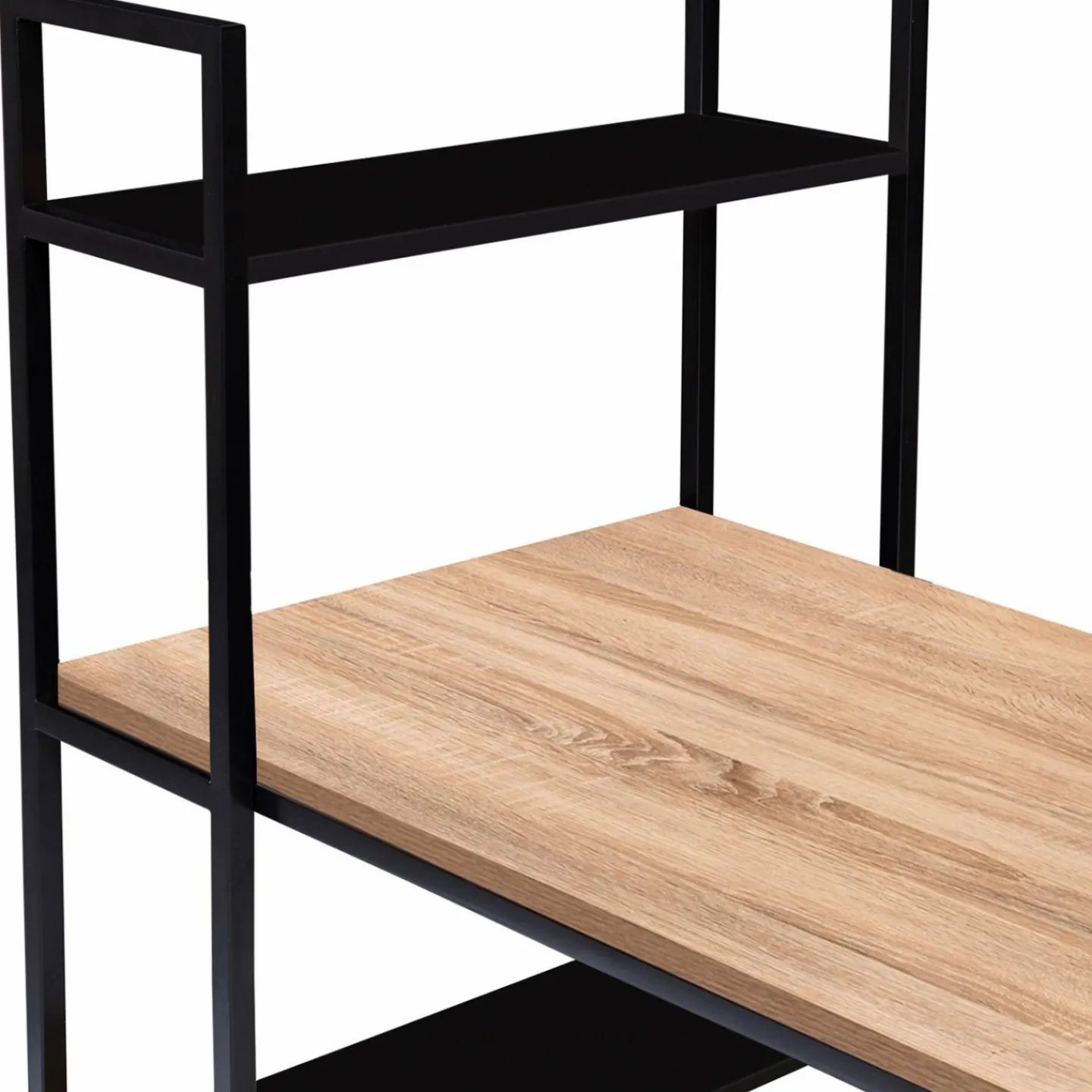 Bureau avec étagères style industriel en bois et métal noir*IDMarket Outlet