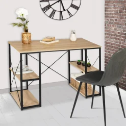 Bureau avec étagères style industriel en métal et bois*IDMarket