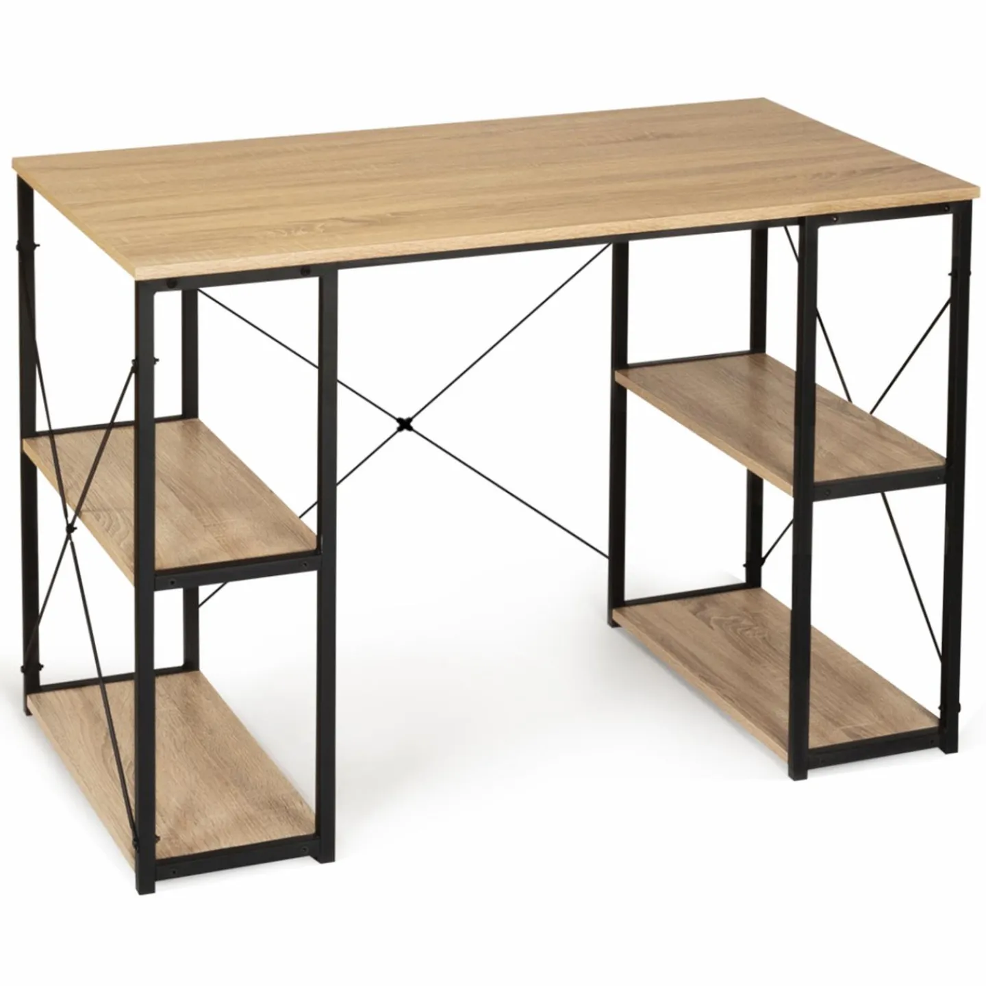 Bureau avec étagères style industriel en métal et bois*IDMarket