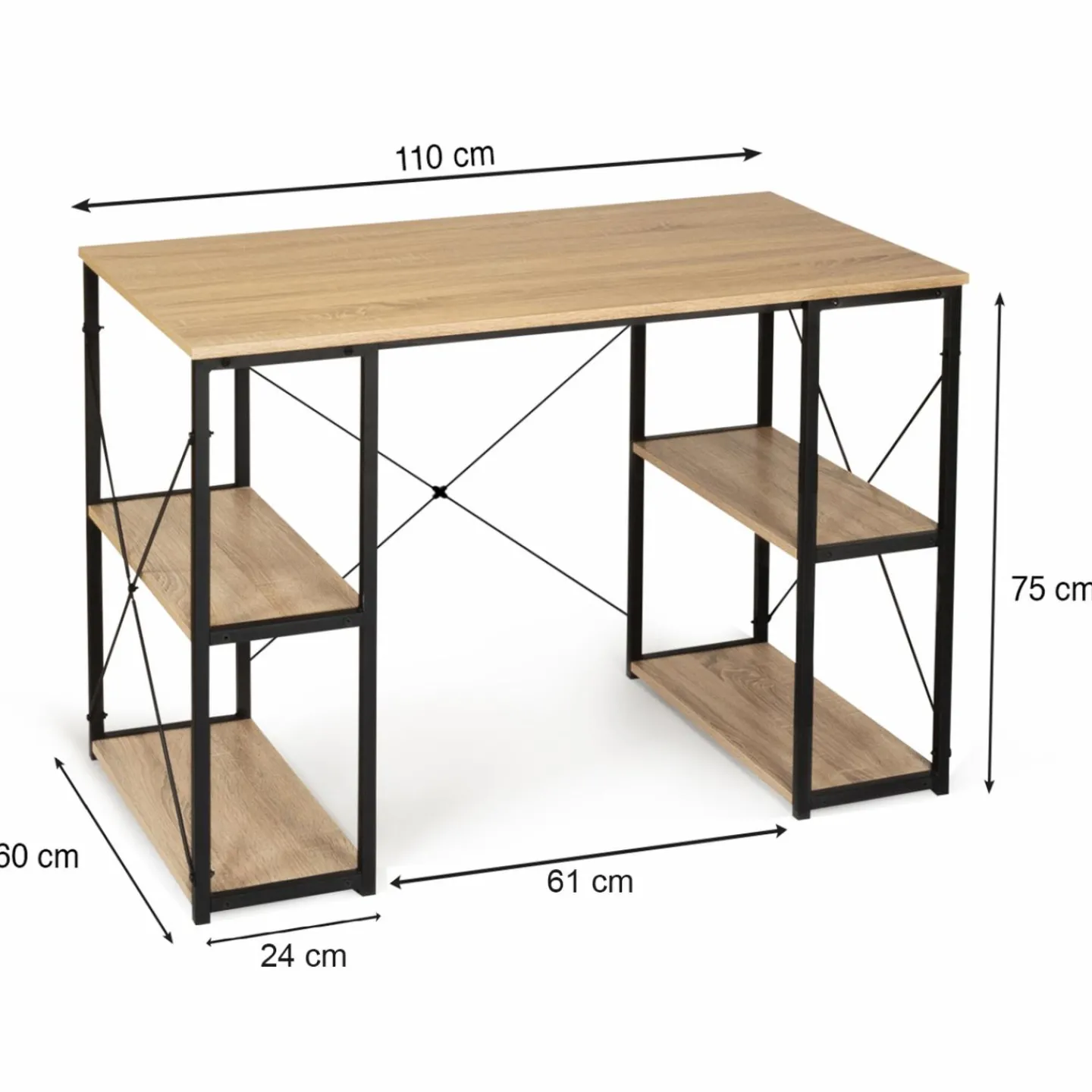 Bureau avec étagères style industriel en métal et bois*IDMarket
