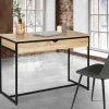 Bureau avec tiroir en métal noir et bois*IDMarket Clearance