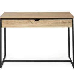 Bureau avec tiroir en métal noir et bois*IDMarket Clearance