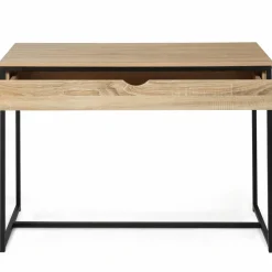 Bureau avec tiroir en métal noir et bois*IDMarket Clearance