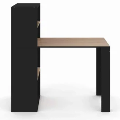 Bureau bibliothèque bois façon hêtre et noir*IDMarket New