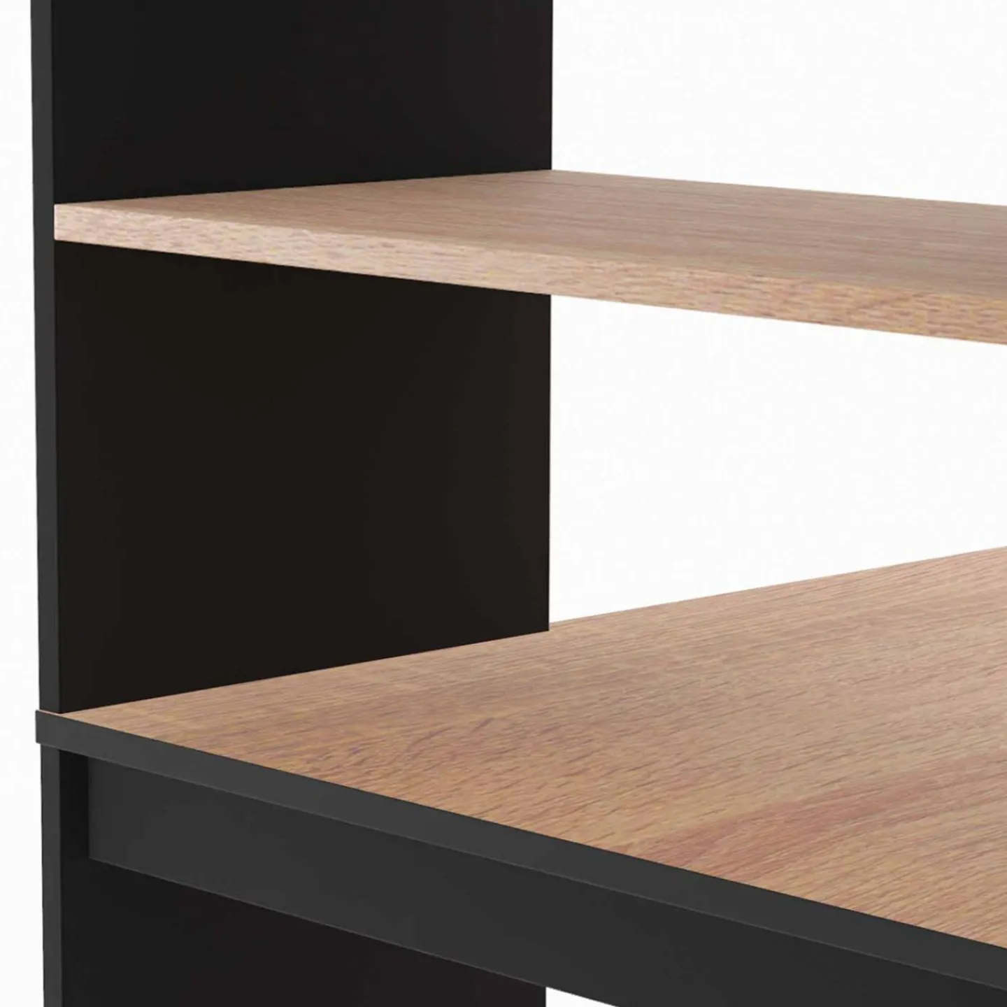 Bureau bibliothèque bois façon hêtre et noir*IDMarket New