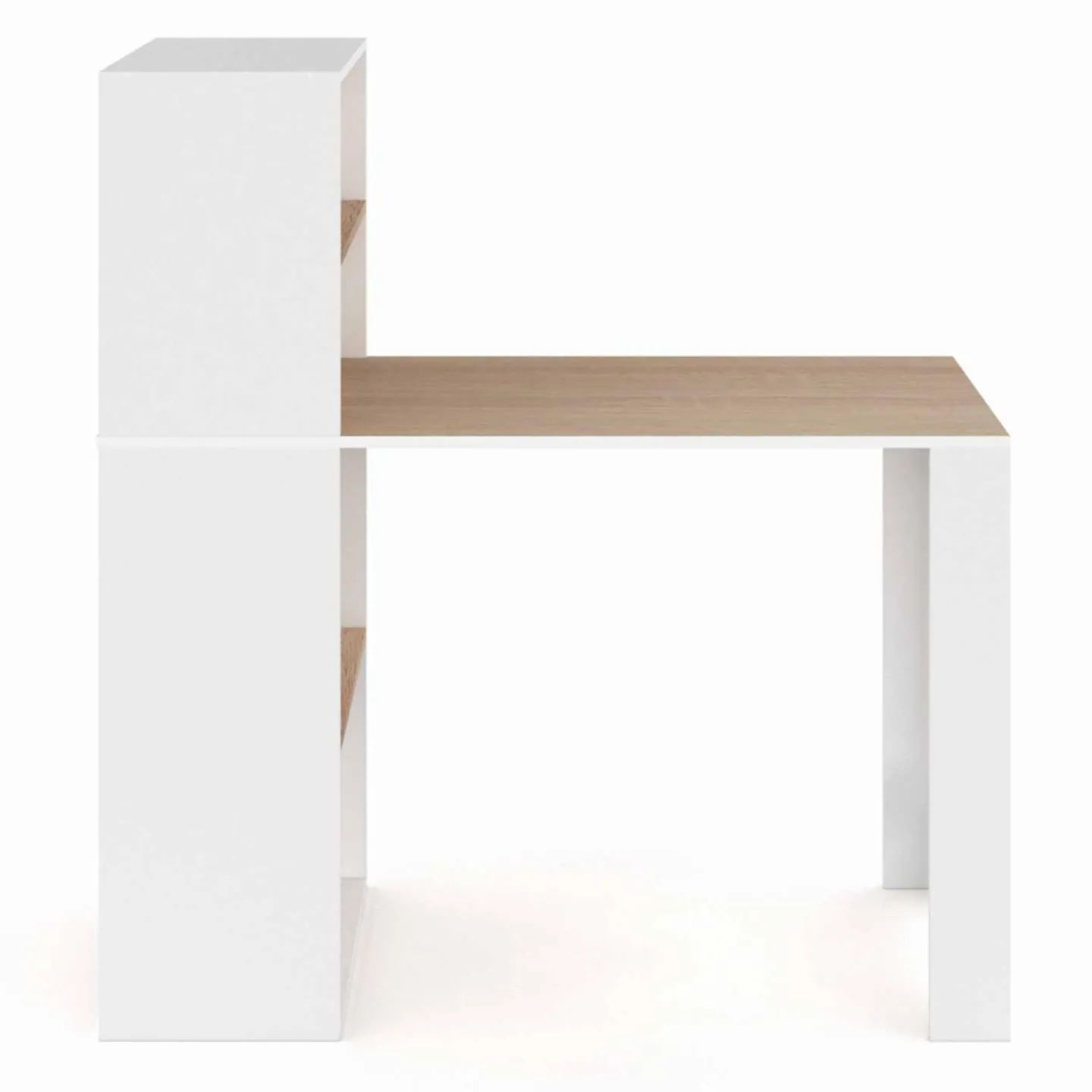 Bureau bibliothèque bois façon hêtre et blanc*IDMarket