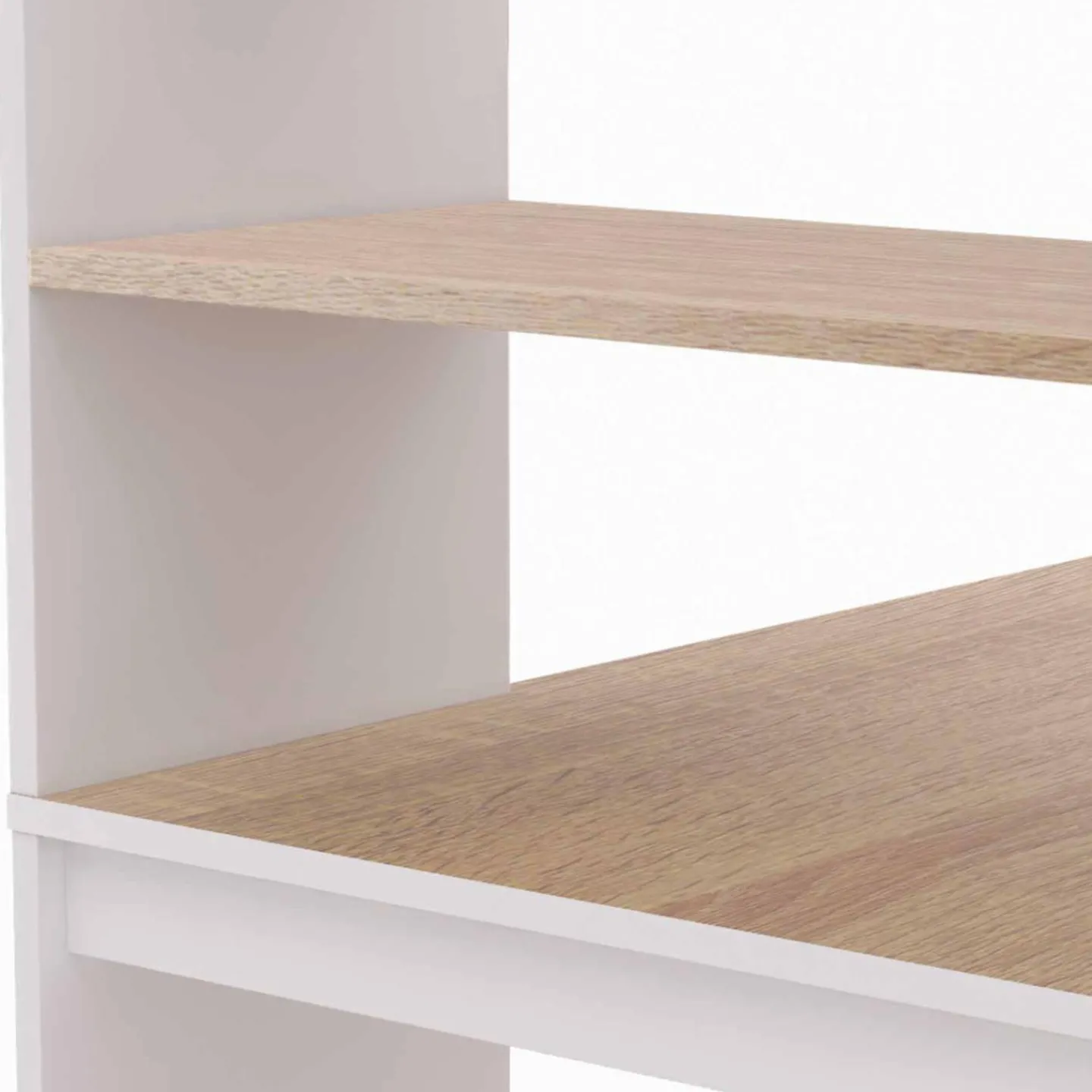 Bureau bibliothèque bois façon hêtre et blanc*IDMarket