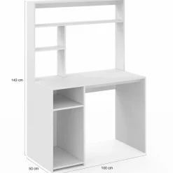 Bureau blanc avec étagères de rangement*IDMarket Sale