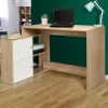 Bureau d’angle avec rangement bois imitation hêtre et blanc*IDMarket Online