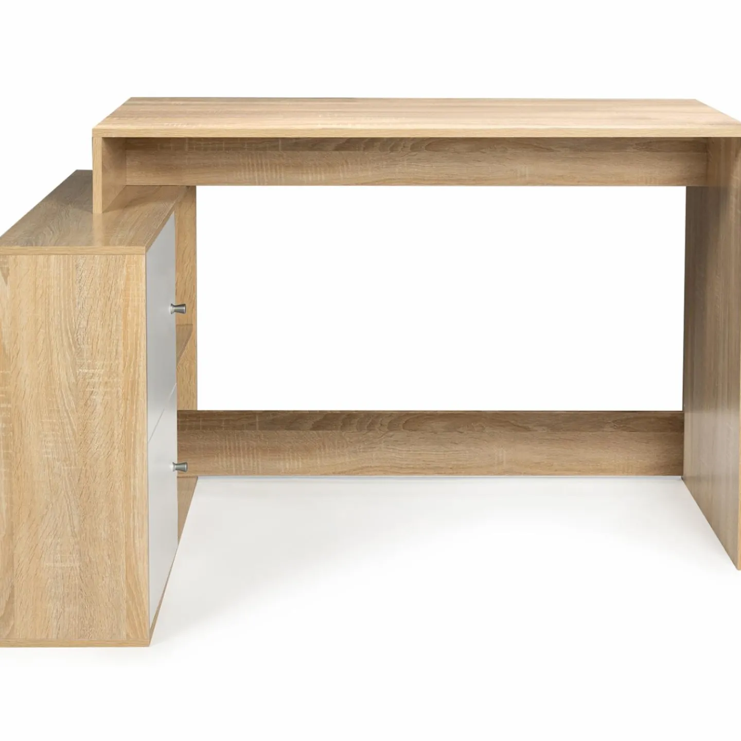 Bureau d’angle avec rangement bois imitation hêtre et blanc*IDMarket Online