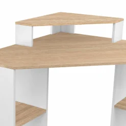 Bureau d'angle avec rangements blanc et façon hêtre*IDMarket Discount