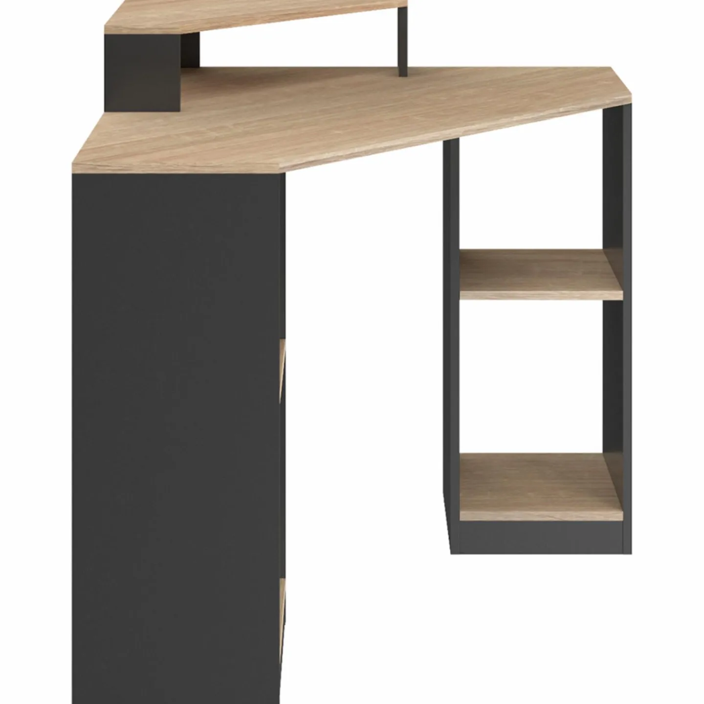 Bureau d'angle avec rangements noir et façon hêtre*IDMarket