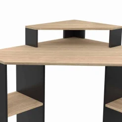 Bureau d'angle avec rangements noir et façon hêtre*IDMarket