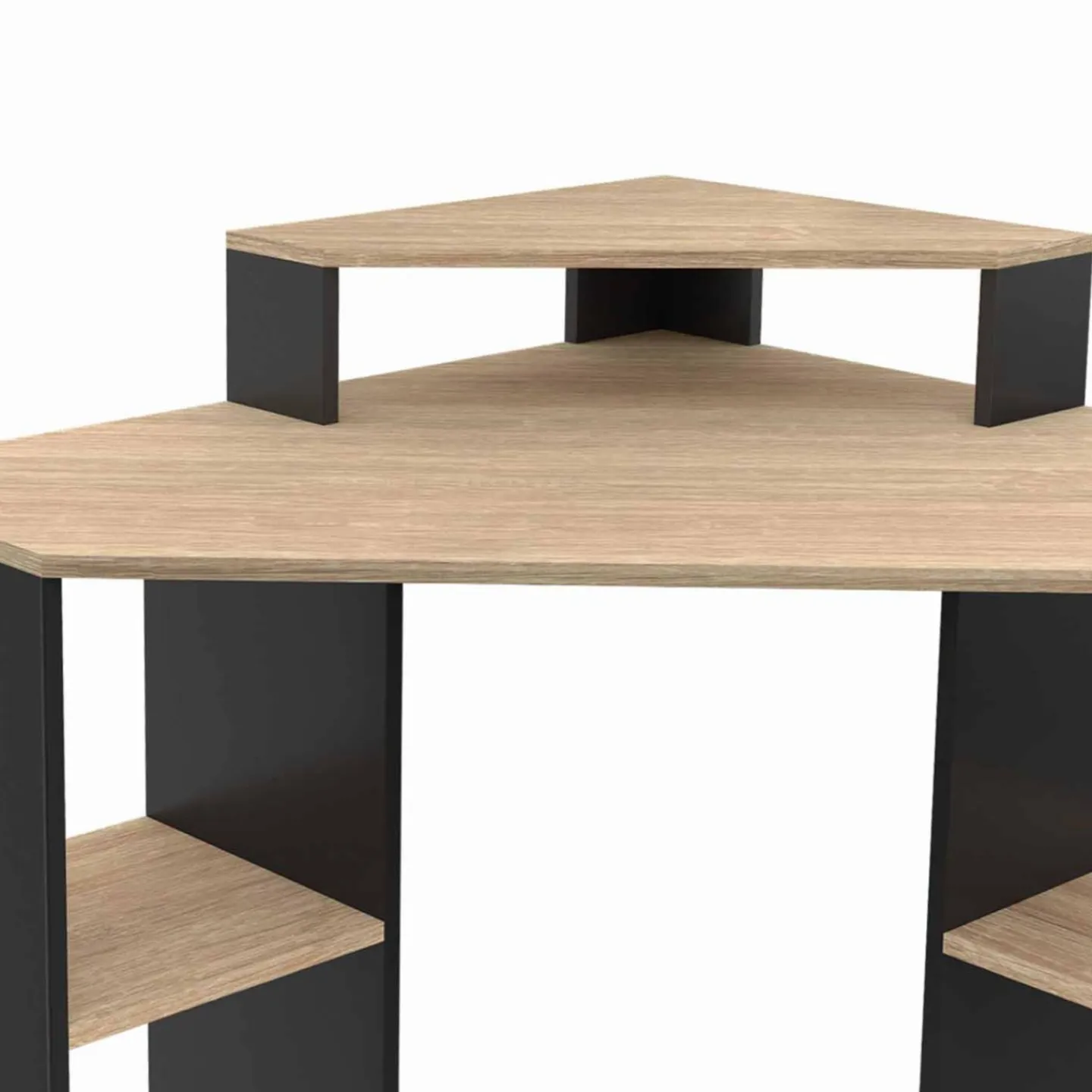 Bureau d'angle avec rangements noir et façon hêtre*IDMarket