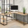 Bureau d’angle industriel avec étagère bois et métal*IDMarket New