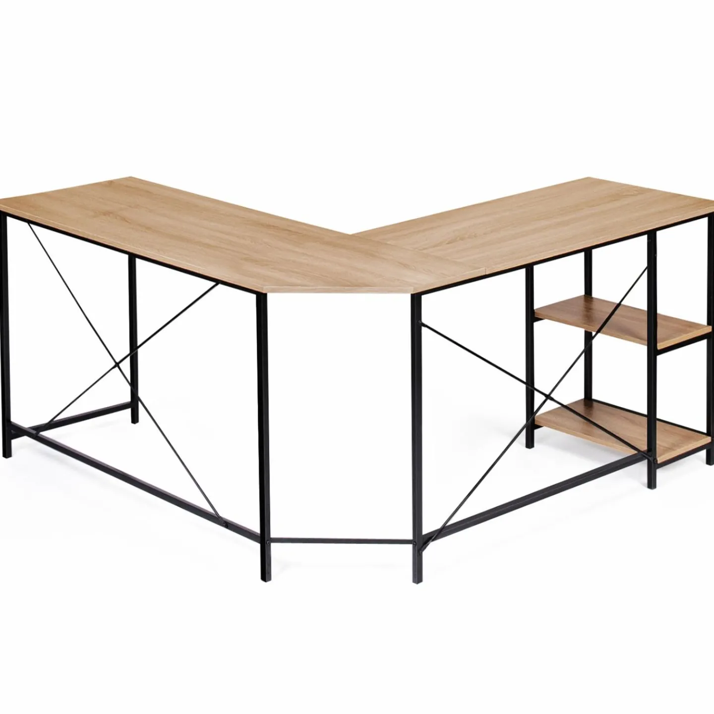 Bureau d’angle industriel avec étagère bois et métal*IDMarket New