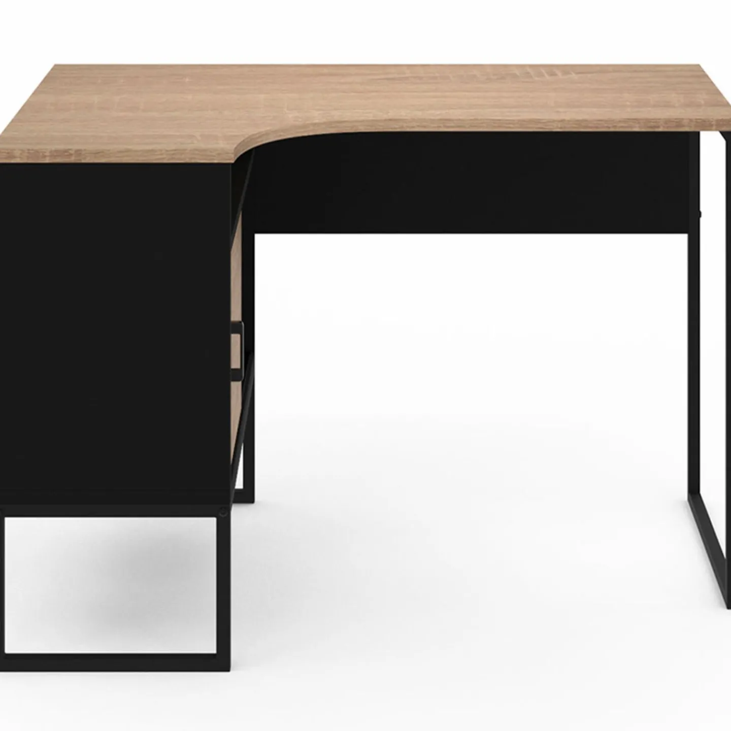 Bureau d’angle industriel métal noir et bois façon hêtre*IDMarket