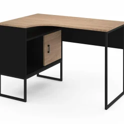 Bureau d’angle industriel métal noir et bois façon hêtre*IDMarket