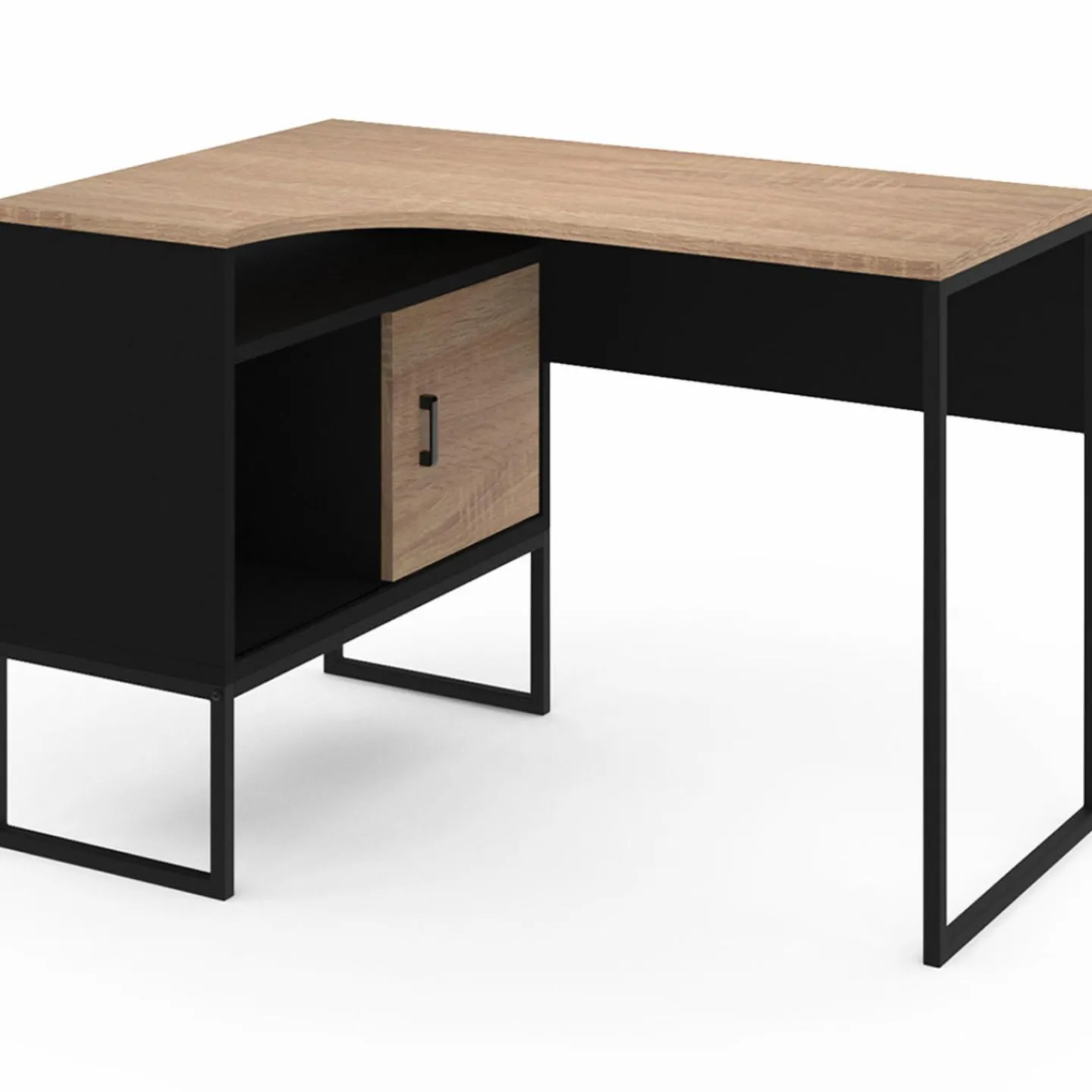 Bureau d’angle industriel métal noir et bois façon hêtre*IDMarket