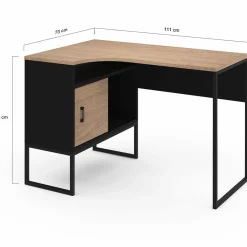 Bureau d’angle industriel métal noir et bois façon hêtre*IDMarket