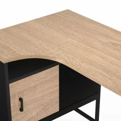 Bureau d’angle industriel métal noir et bois façon hêtre*IDMarket