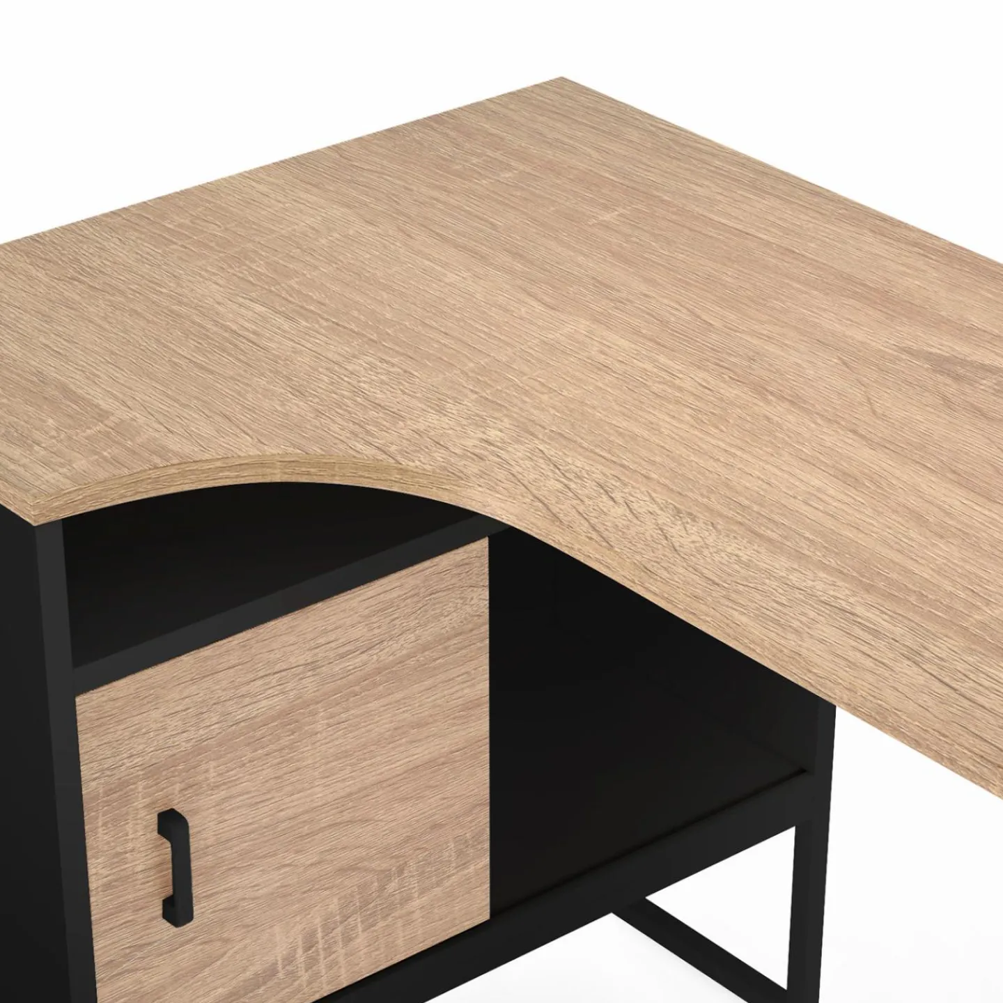 Bureau d’angle industriel métal noir et bois façon hêtre*IDMarket