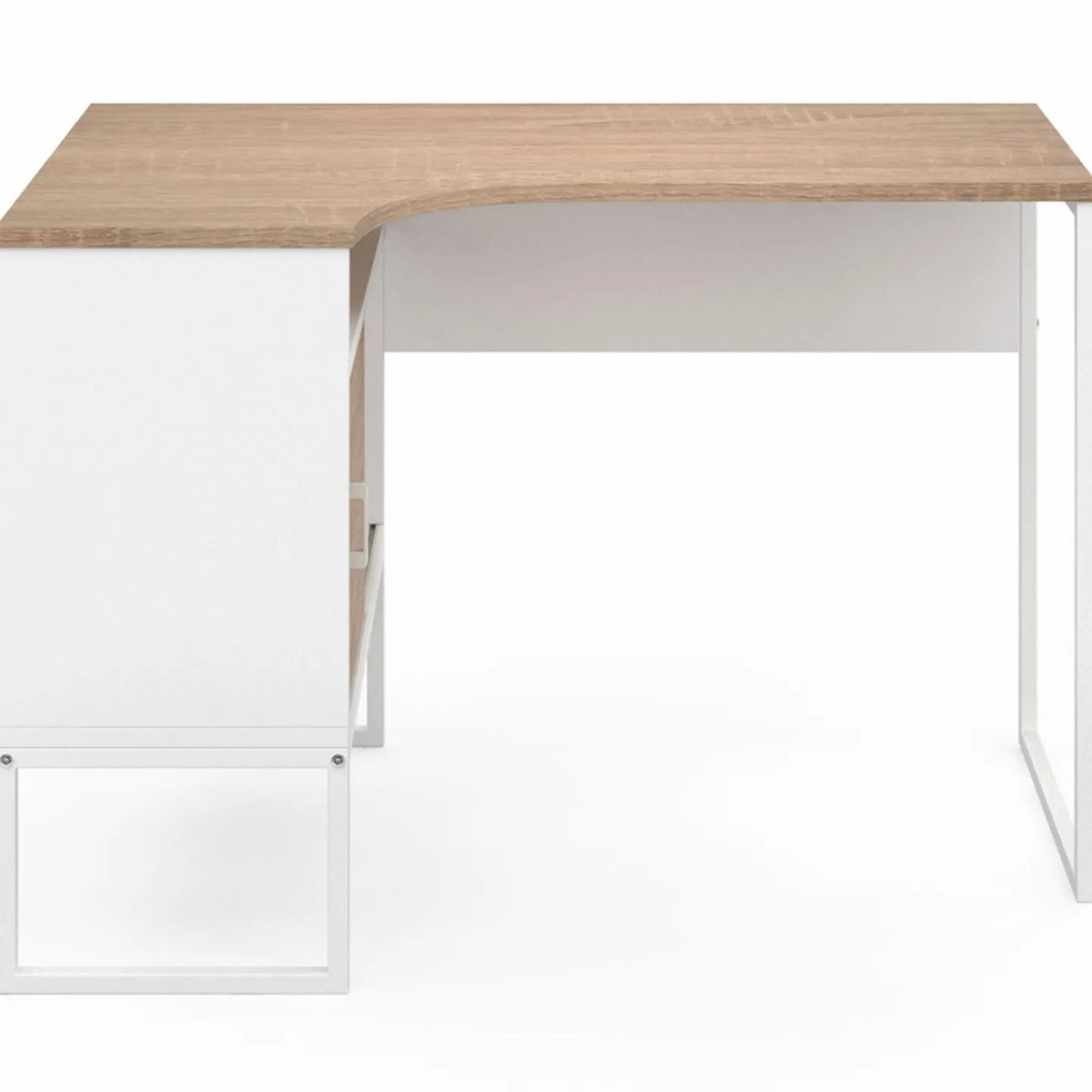 Bureau d’angle industriel métal blanc et bois façon hêtre*IDMarket New