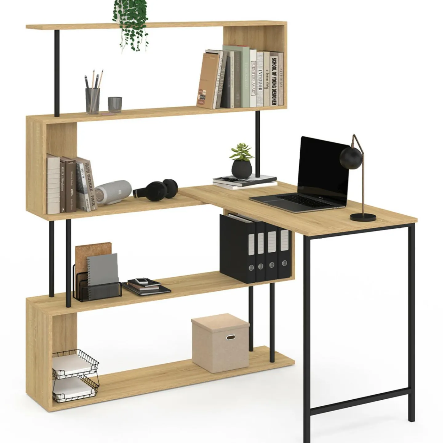 Bureau d'angle industriel rotatif 180° en forme de S*IDMarket Clearance