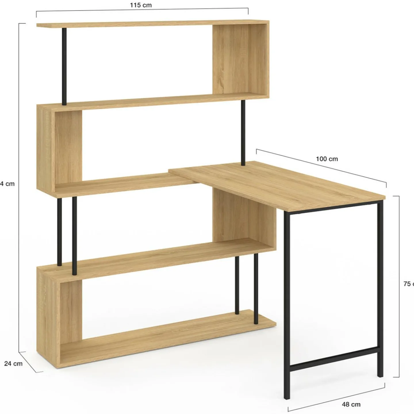 Bureau d'angle industriel rotatif 180° en forme de S*IDMarket Clearance