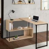 Bureau d’angle rotatif 180° industriel avec étagère forme S*IDMarket Online