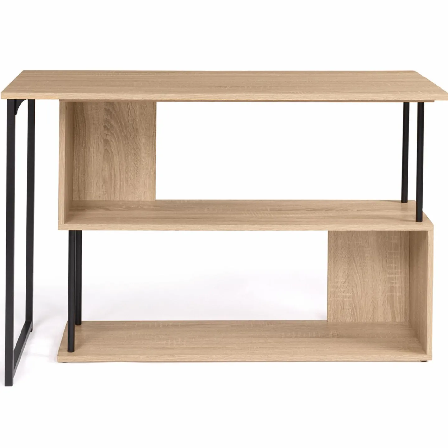 Bureau d’angle rotatif 180° industriel avec étagère forme S*IDMarket Online