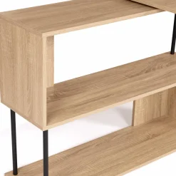 Bureau d’angle rotatif 180° industriel avec étagère forme S*IDMarket Online