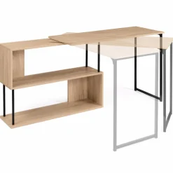 Bureau d’angle rotatif 180° industriel avec étagère forme S*IDMarket Online