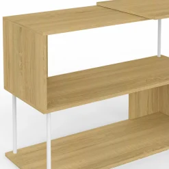 Bureau d'angle rotatif 180° métal blanc et bois*IDMarket Sale