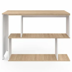 Bureau d'angle rotatif en bois hêtre et blanc*IDMarket