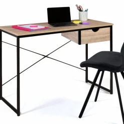 Bureau design industriel avec tiroir latéral 110 cm*IDMarket Hot