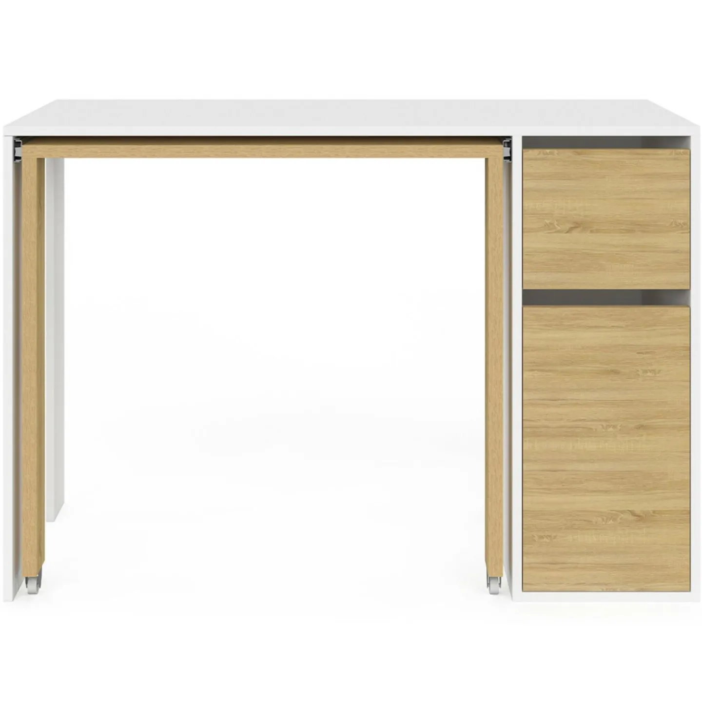 Bureau extensible blanc et bois avec rangements*IDMarket Discount