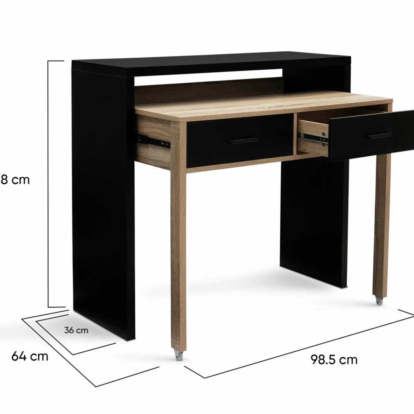 Bureau extensible bois noir et façon hêtre*IDMarket Discount