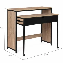 Bureau extensible gain de place 1 tiroir style industriel*IDMarket New