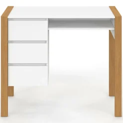 Bureau scandinave blanc et bois avec 3 tiroirs et niche*IDMarket Discount