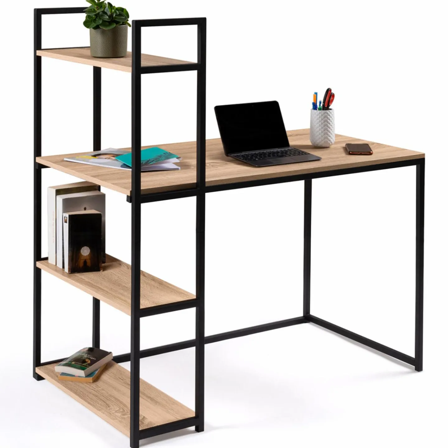 Bureau style industriel en métal et bois*IDMarket Discount