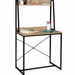 Bureau étagère droit design industriel bois et métal*IDMarket New